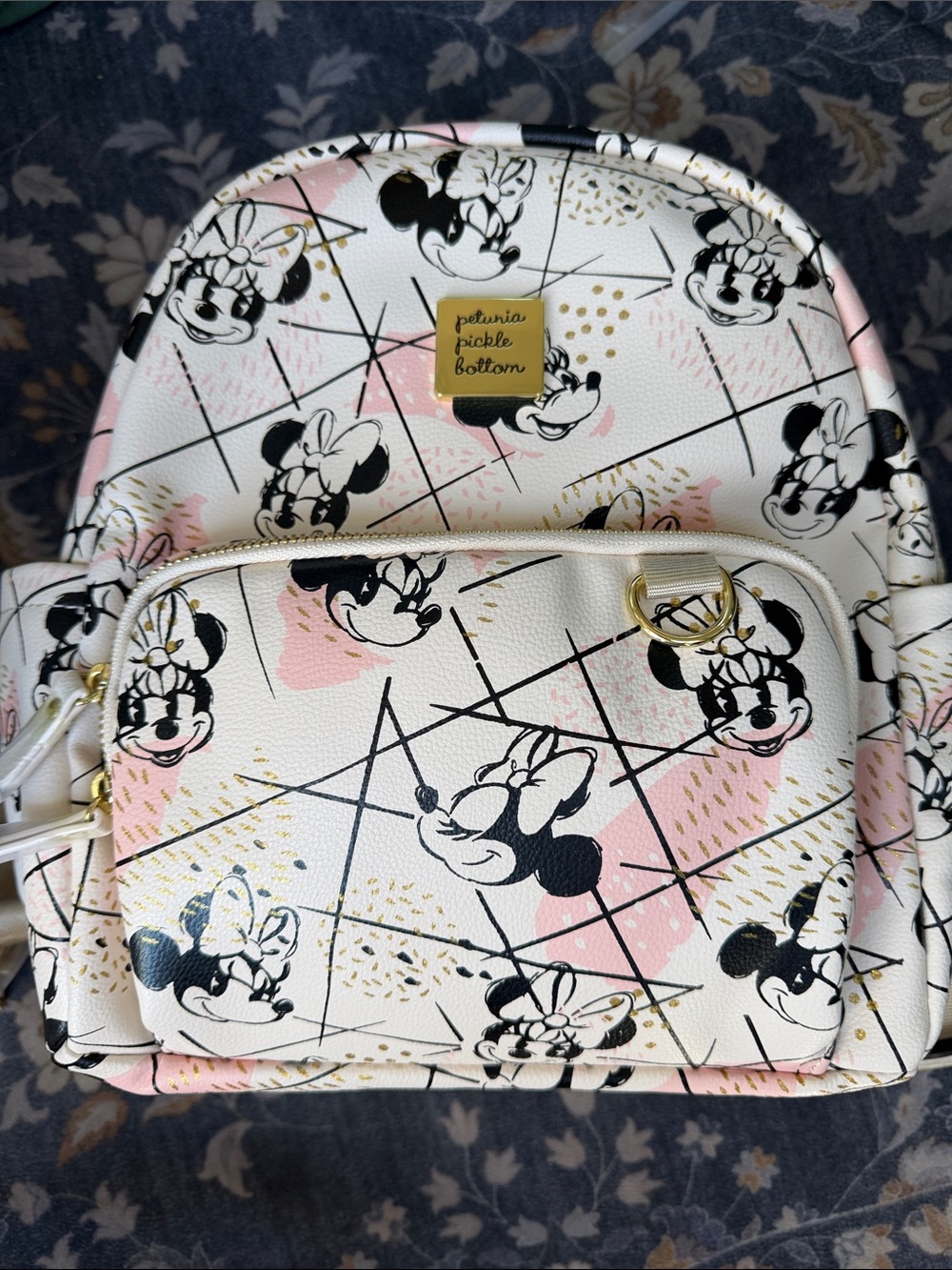 Petunia Pickle Bottom White, Pink & Black Minnie Mouse Mini Backpack